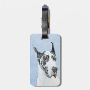 Great Dane (Harlequin) Painting - Original Dog Art Luggage Tag