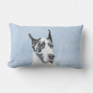 Great Dane (Harlequin) Painting - Original Dog Art Lumbar Pillow