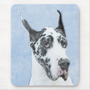 Great Dane (Harlequin) Painting - Original Dog Art Mouse Pad
