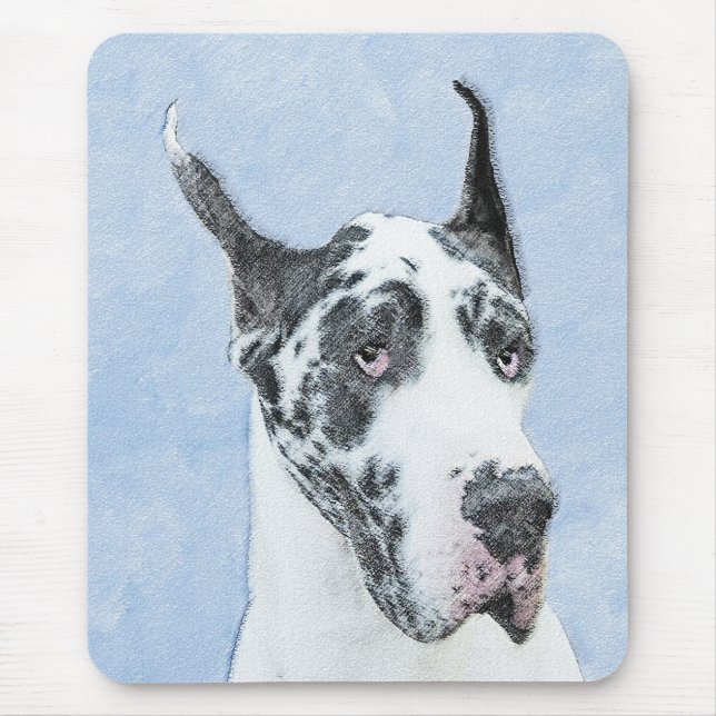 Great Dane (Harlequin) Painting - Original Dog Art Mouse Pad (Front)