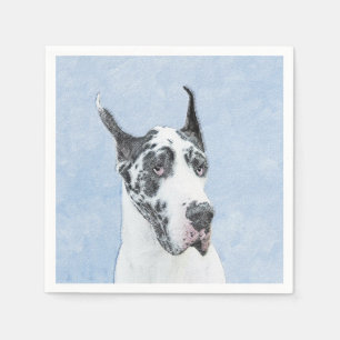 Great Dane (Harlequin) Painting - Original Dog Art Napkins