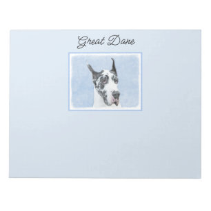 Great Dane (Harlequin) Painting - Original Dog Art Notepad