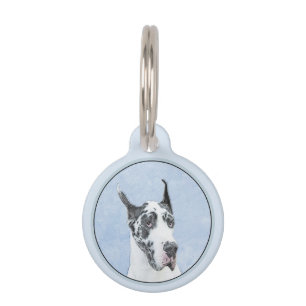 Great Dane (Harlequin) Painting - Original Dog Art Pet ID Tag