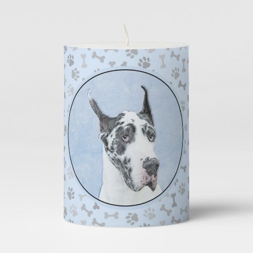 Great Dane Harlequin Painting _ Original Dog Art Pillar Candle