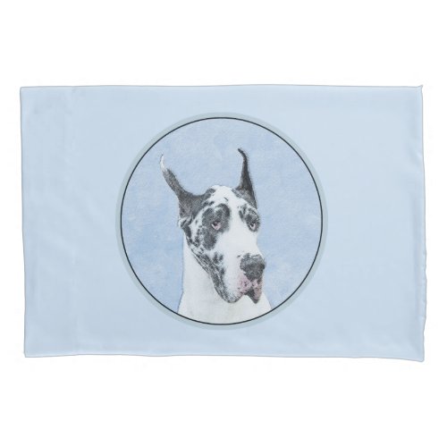 Great Dane Harlequin Painting _ Original Dog Art Pillow Case