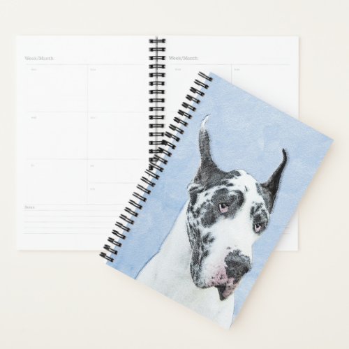 Great Dane Harlequin Painting _ Original Dog Art Planner