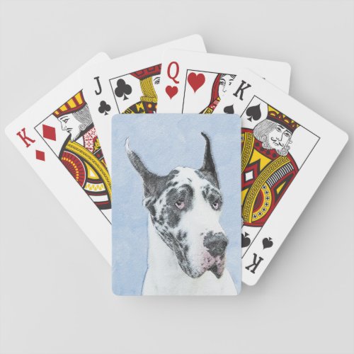Great Dane Harlequin Painting _ Original Dog Art Playing Cards