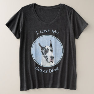 Great Dane (Harlequin) Painting - Original Dog Art Plus Size T-Shirt