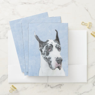 Great Dane (Harlequin) Painting - Original Dog Art Pocket Folder