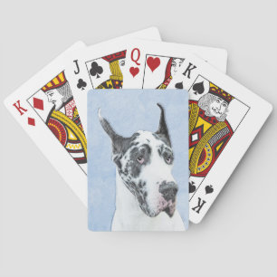Great Dane (Harlequin) Painting - Original Dog Art Poker Cards