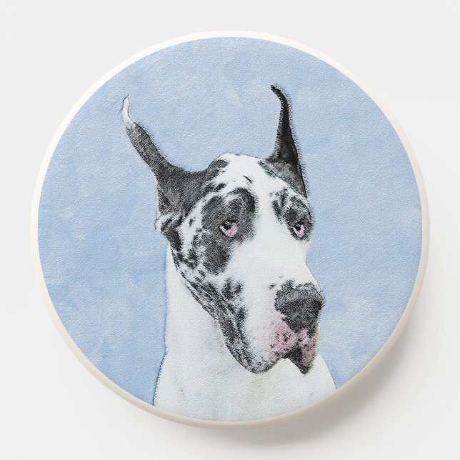 Great Dane (Harlequin) Painting - Original Dog Art PopSocket (Popsocket)