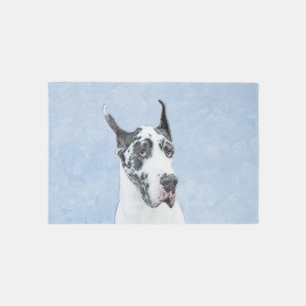 Great Dane (Harlequin) Painting - Original Dog Art Rug