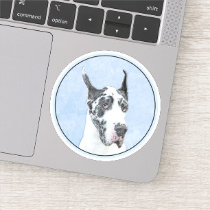 Great Dane (Harlequin) Painting - Original Dog Art Sticker