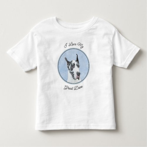 Great Dane Harlequin Painting _ Original Dog Art Toddler T_shirt