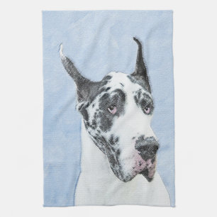 Great Dane (Harlequin) Painting - Original Dog Art Towel