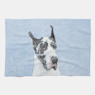 Great Dane (Harlequin) Painting - Original Dog Art Towel