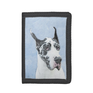 Great Dane (Harlequin) Painting - Original Dog Art Tri-fold Wallet