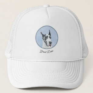 Great Dane (Harlequin) Painting - Original Dog Art Trucker Hat