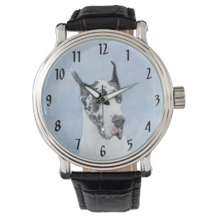 Great Dane (Harlequin) Painting - Original Dog Art Watch