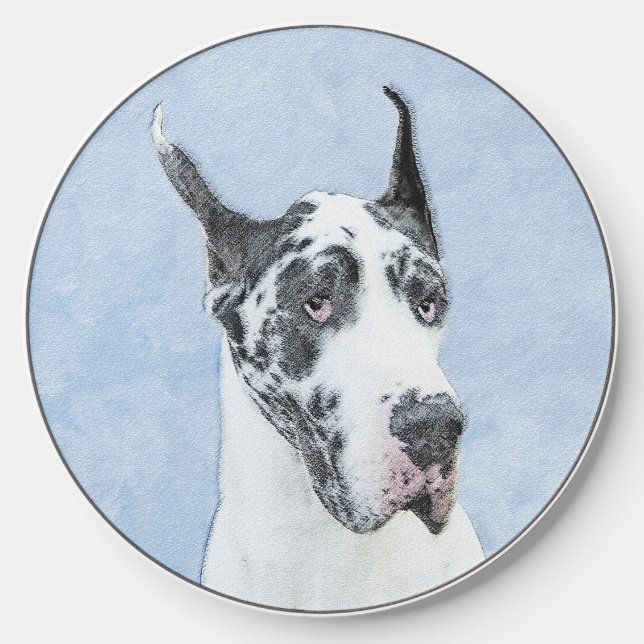 Great Dane (Harlequin) Painting - Original Dog Art Wireless Charger (Front)