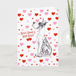 Great Dane Harlequin Valentine's Day Kiss Holiday Card