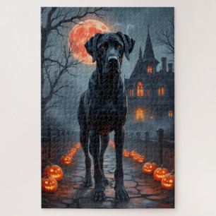 Great Dane Haunted Mansion Halloween Art Jigsaw Puzzle