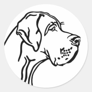 Great Dane head drawing Classic Round Sticker