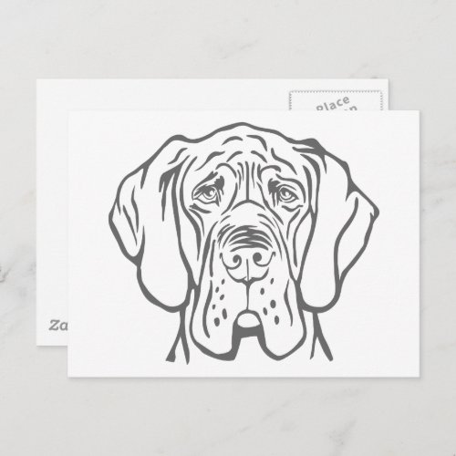 Great Dane Head drawing Postcard