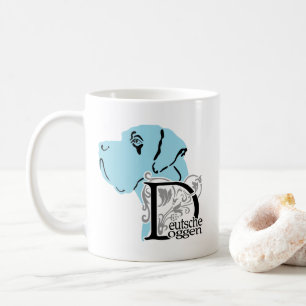 Great Dane Head Portrait and German breed name Coffee Mug