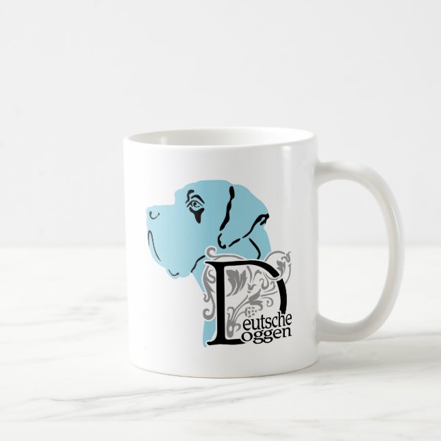 Great Dane Head Portrait and German breed name Coffee Mug (Right)