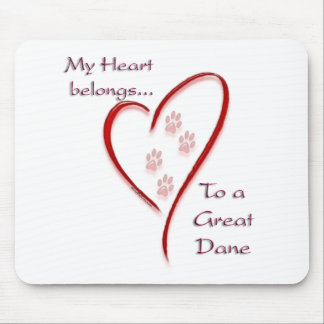 Great Dane Heart Belongs Mouse Pad