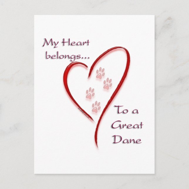 Great Dane Heart Belongs Postcard (Front)