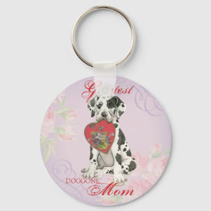 Great Dane Heart Mom Keychain