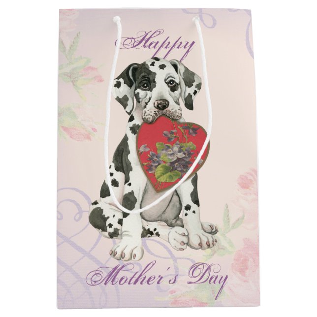 Great Dane Heart Mom Medium Gift Bag (Front)