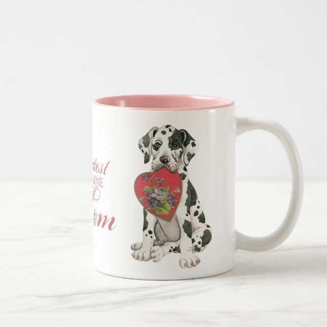 Great Dane Heart Mom Two-Tone Coffee Mug (Right)