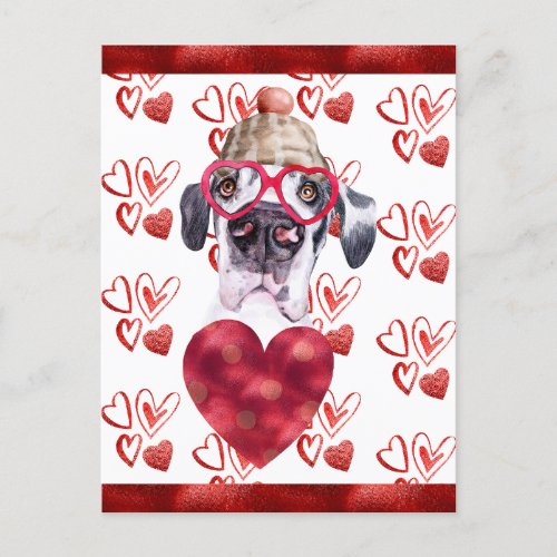 Great Dane Hearts Dog Lover Valentine Gift Holiday Postcard