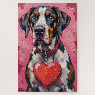Great Dane Hiding Behind Valentine Candy Box Jigsaw Puzzle