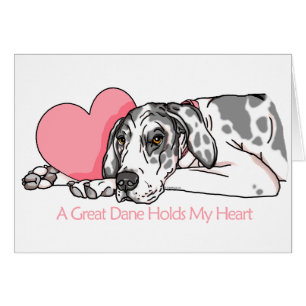 Great Dane Holds Heart Harlequin UC Cards