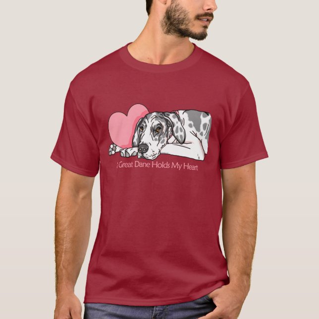Great Dane Holds Heart Harlequin UC T-Shirt (Front)