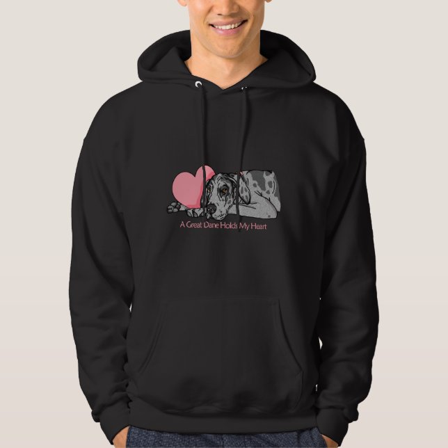 Great Dane Holds Heart Merle UC Hoodie (Front)