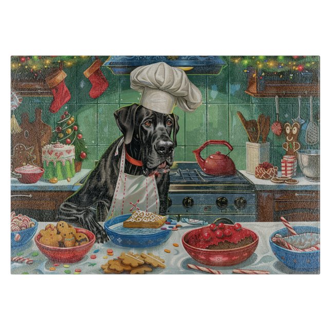 Great Dane Holiday Baking: Festive Christmas Cutting Board (Front)