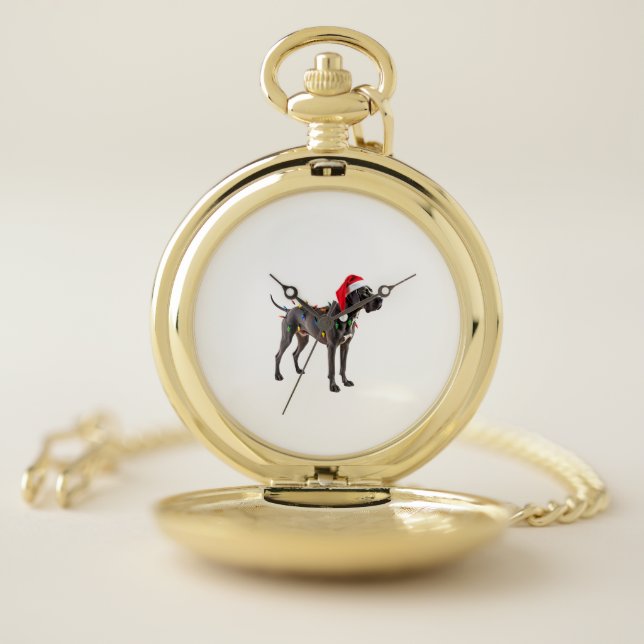 Great Dane Holiday Christmas Light  (4) Pocket Watch (Inside)