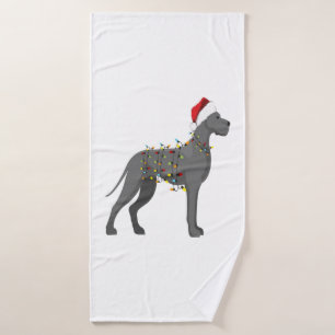 Great Dane Holiday Christmas Light  Bath Towel