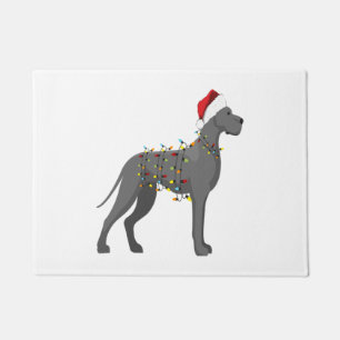 Great Dane Holiday Christmas Light Doormat