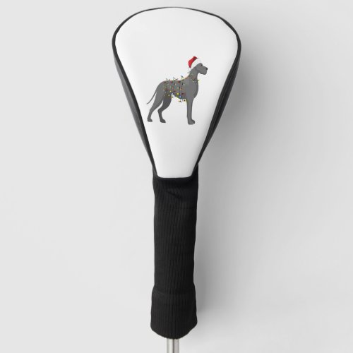 Great Dane Holiday Christmas Light  Golf Head Cover