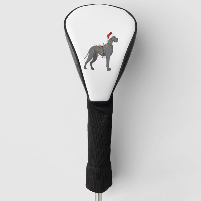 Great Dane Holiday Christmas Light  Golf Head Cover (Front)