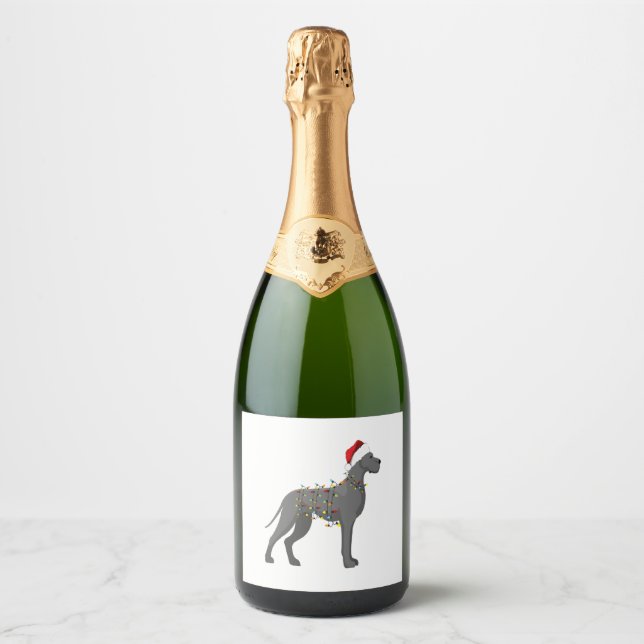 Great Dane Holiday Christmas Light  Sparkling Wine Label (Front)