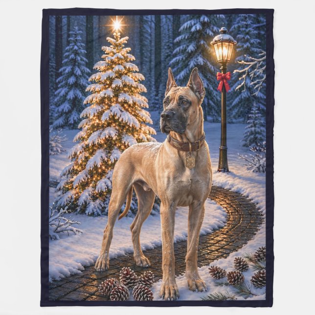 Great Dane Holiday  Fleece Blanket (Front)