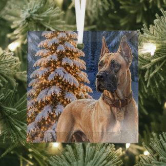 Great Dane Holiday Glass Ornament