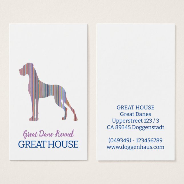 Great Dane Illustration Pastel Business Cards (Front & Back)